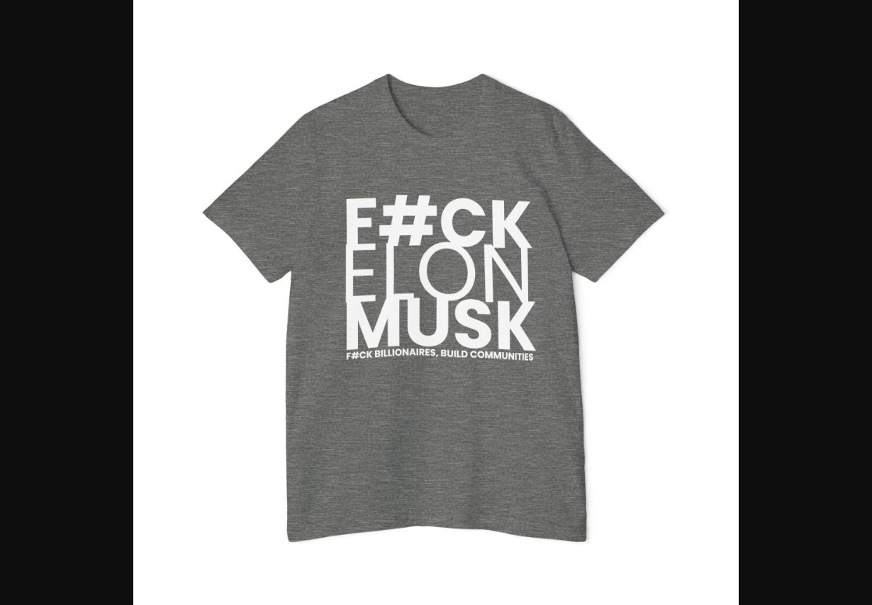 Deep heather FBC F#CK ELON MUSK statement T-shirt